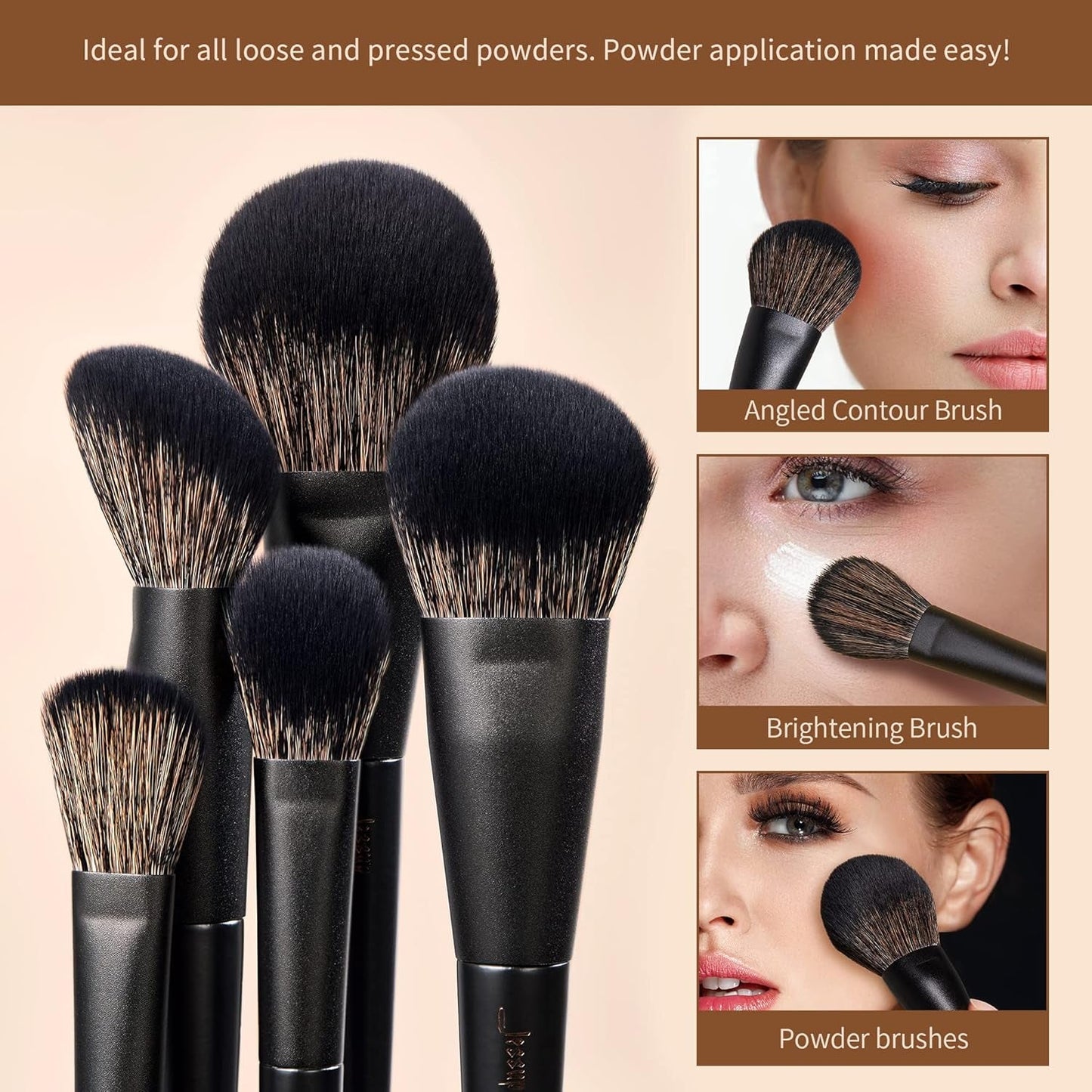 Makeup Brushes Set Make up Brushes 14Pcs Black Kabuki Foundation Eyeshadow Contour Concealer Powder Eyeliner Crease Eyebrow Blending Brush, T336