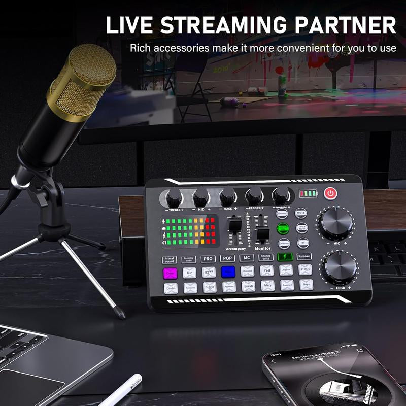 F998 Live Broadcast Device, Wireless Liveaudio Equipment,Microphone Music Soundcontrol Equipment,Audio Mixer with Soundconverter/Mixer, Microphone Set Suitablefor Computers, Phones, PC Audio Accessories Adjustable Waterproof Guitar Backpack