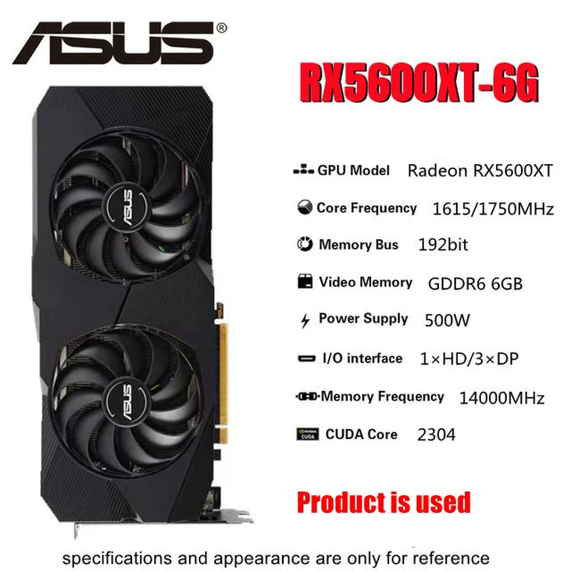 Original RX 5600 XT 6GB Graphics Card GPU AMD Radeon RX5600 5600XT GAMING Video Cards Desktop Game Map Computer Screen Card