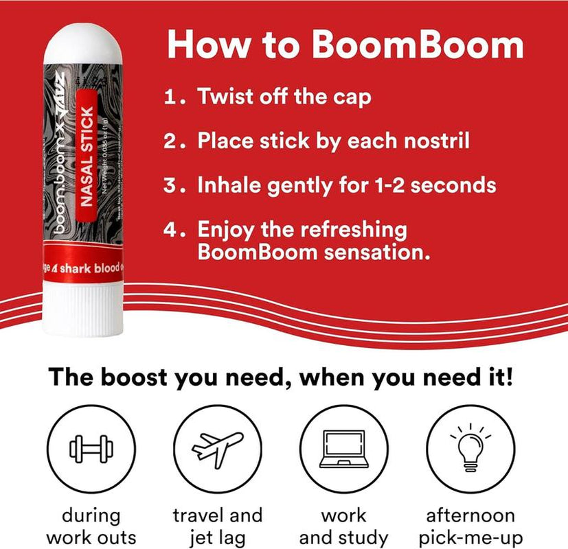 Boomboom Nasal Inhaler Stick (3-Pack) | Advanced Vapor Flow Technology | Enhanced Breathing and Natural Focus | Invigorating Cool Sensation | Premium Essential Oils and Menthol (Blood Orange)