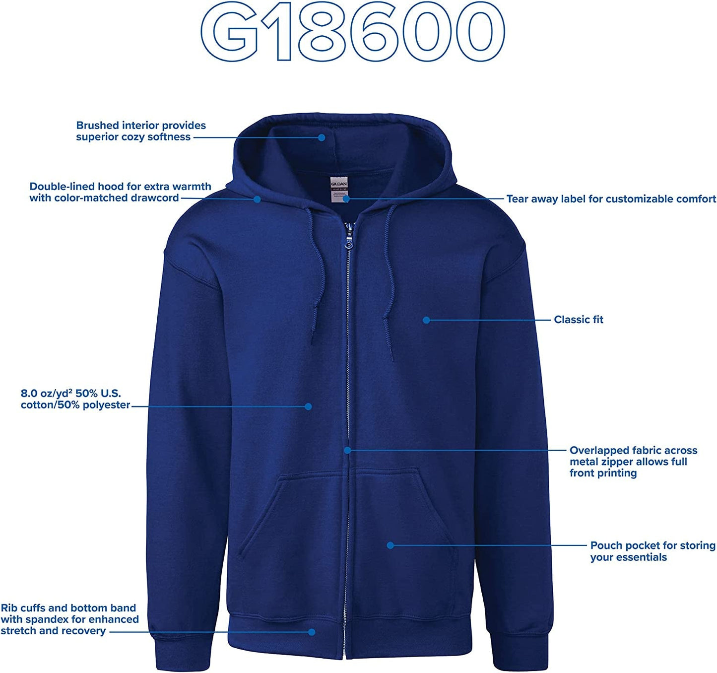 Mens G18600 Men'S Fleece Zip Hooded Sweatshirt Shirt