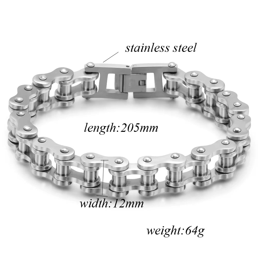 Punk Rock Biker 316L Stainless Steel Mens Bracelet Fashion Jewelry Bike Bicycle Chain Jewellery Pulsera Hombre Acero Inoxidable