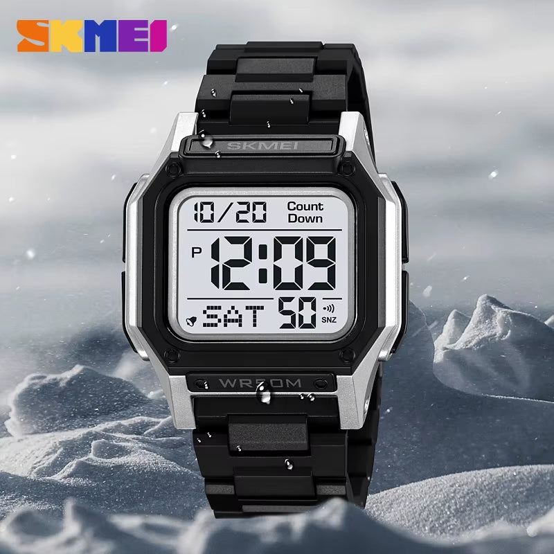 Waterproof Sport Watch for Man Countdown Stopwatch Digital Wristwatch 2Time Fashion Mens Clock
