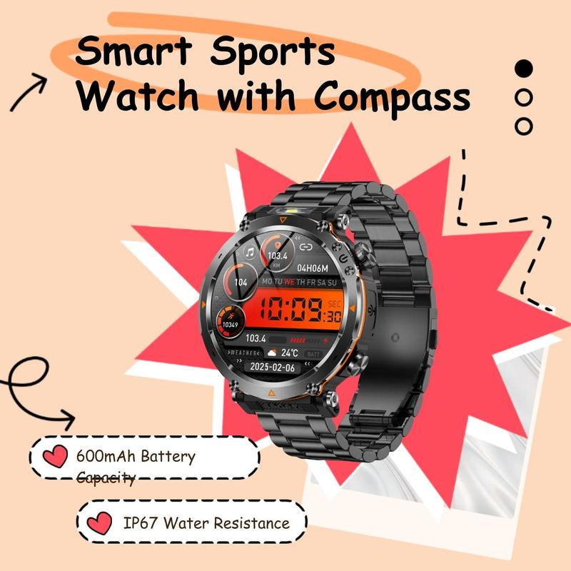 Multifunctional Smart Watch for Men - Stylish Digital Sports Watch with Compass, Perfect Gift for Boyfriends and Tech Enthusiasts