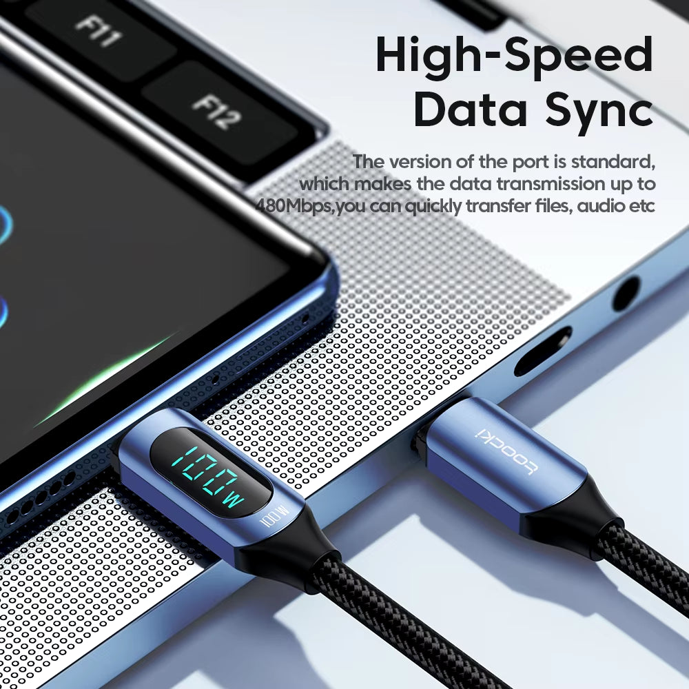 100W USB-C to USB-C Fast Charging and Data Transfer Cable for MacBook and iPad