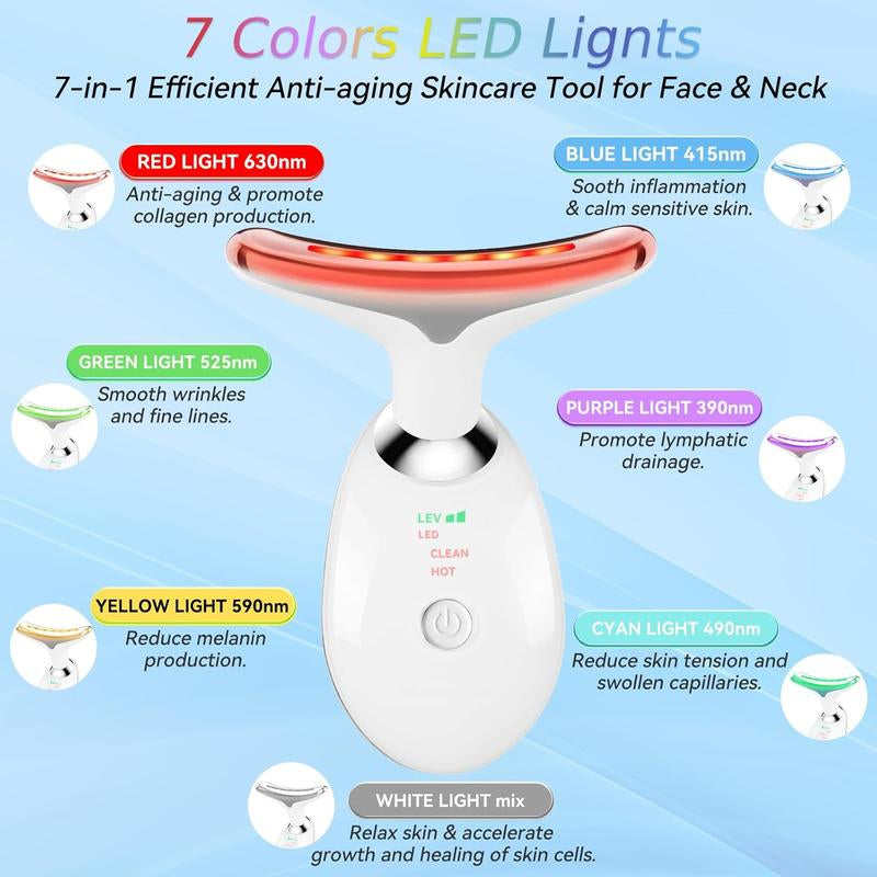 7-Color LED Electric Facial Massager - Advanced Beauty Device for Skin Care, Vibration Therapy for Double Chin and Face Sculpting, Ergonomic Handle for Comfort