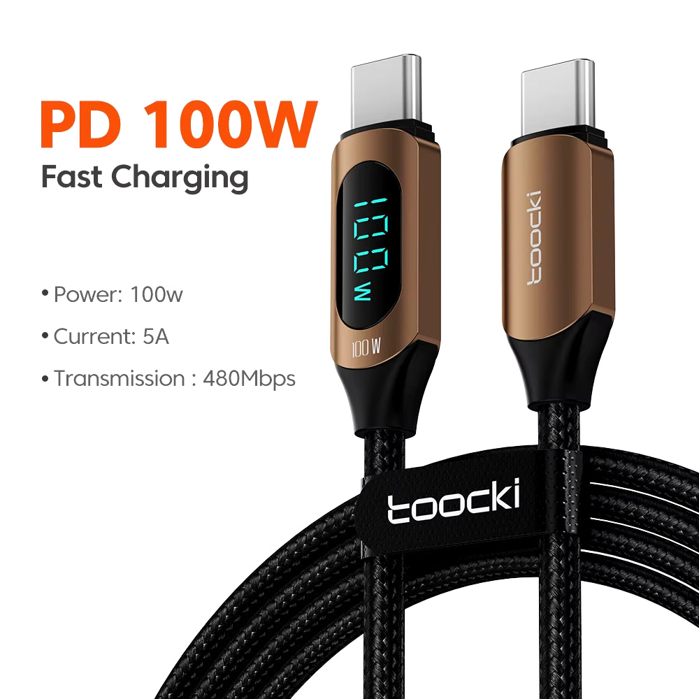 100W USB-C to USB-C Fast Charging and Data Transfer Cable for MacBook and iPad