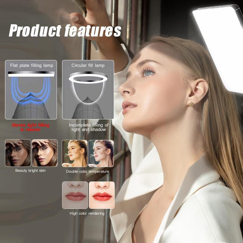 Professional LED Video Light with Adjustable Brightness, Tripod Stand, and USB Power for Video Recording, Live Streaming, Makeup, and Vlogging