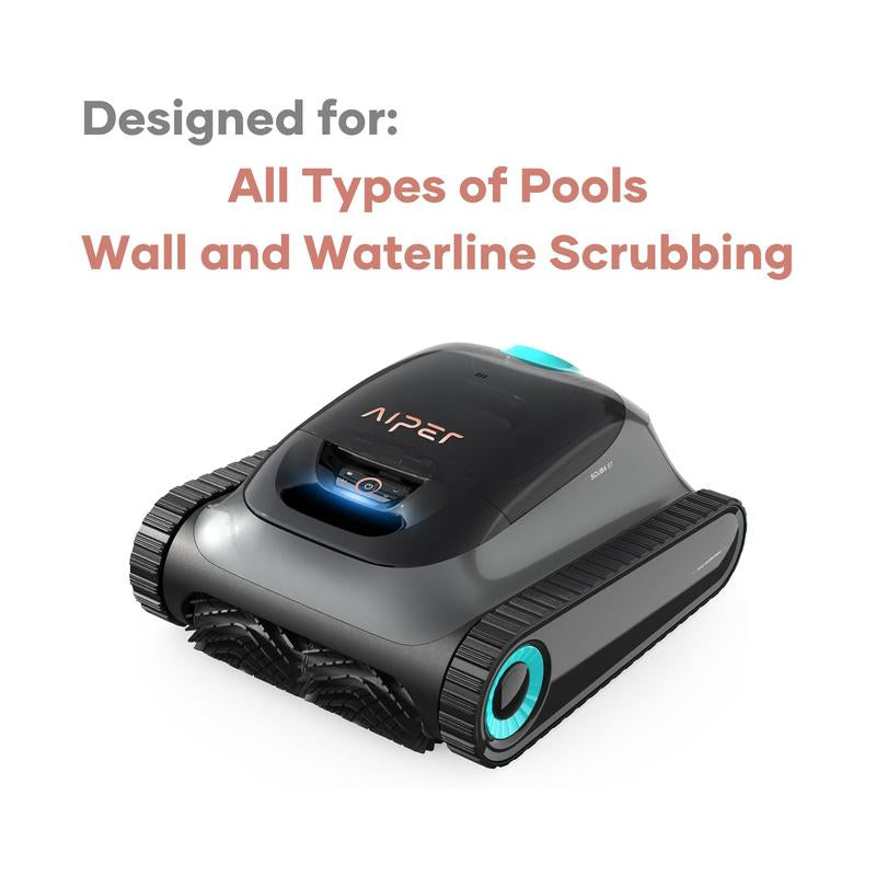 AIPER Cordless Robotic Pool Cleaner with Dual-Drive Motors and Self-Parking Technology - Lightweight and High-Performance Pool Vacuum for Outdoor Use