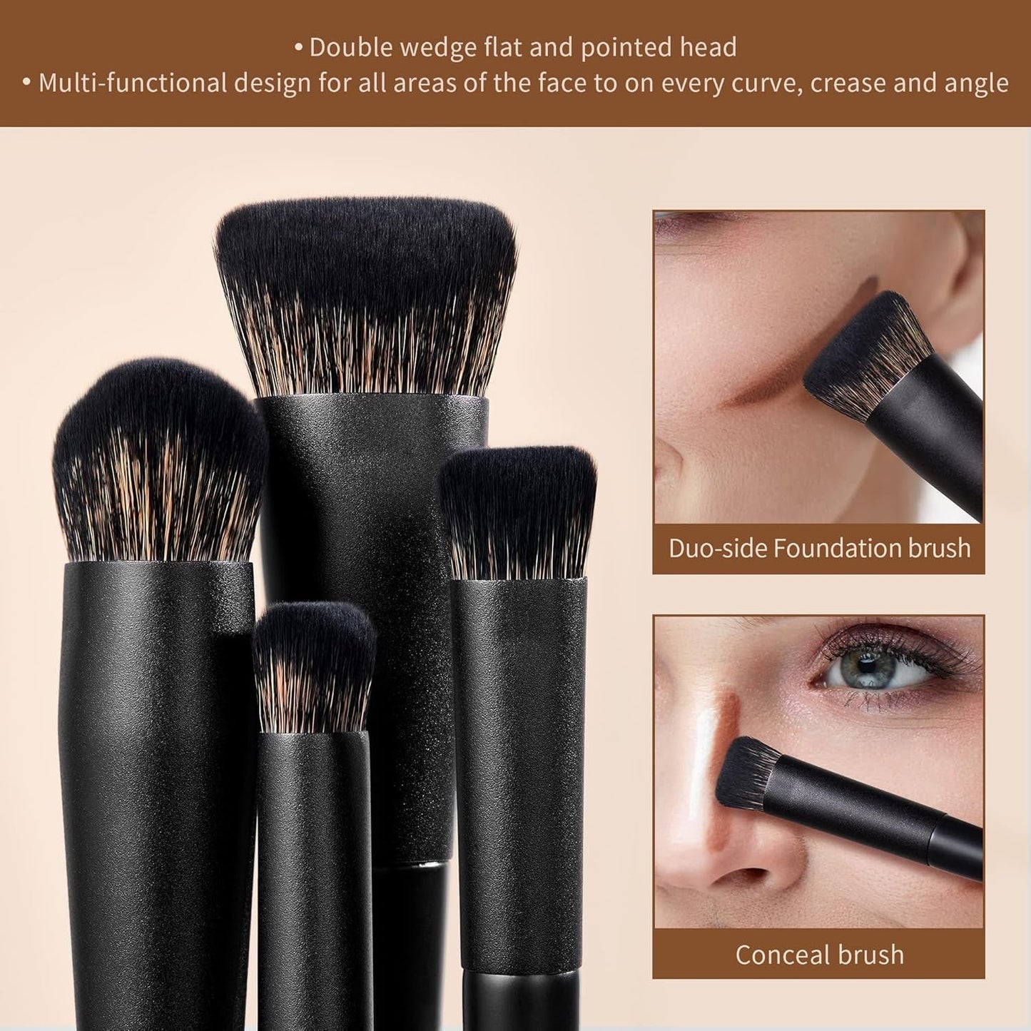 Makeup Brushes Set Make up Brushes 14Pcs Black Kabuki Foundation Eyeshadow Contour Concealer Powder Eyeliner Crease Eyebrow Blending Brush, T336