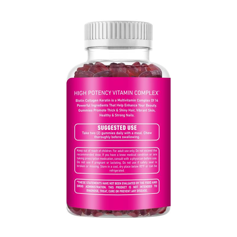 ABOK Biotin Gummies - 5000 mcg Biotin with Vitamin B Complex, Collagen, and Keratin for Healthy Hair, Skin, and Nails - 60 Count