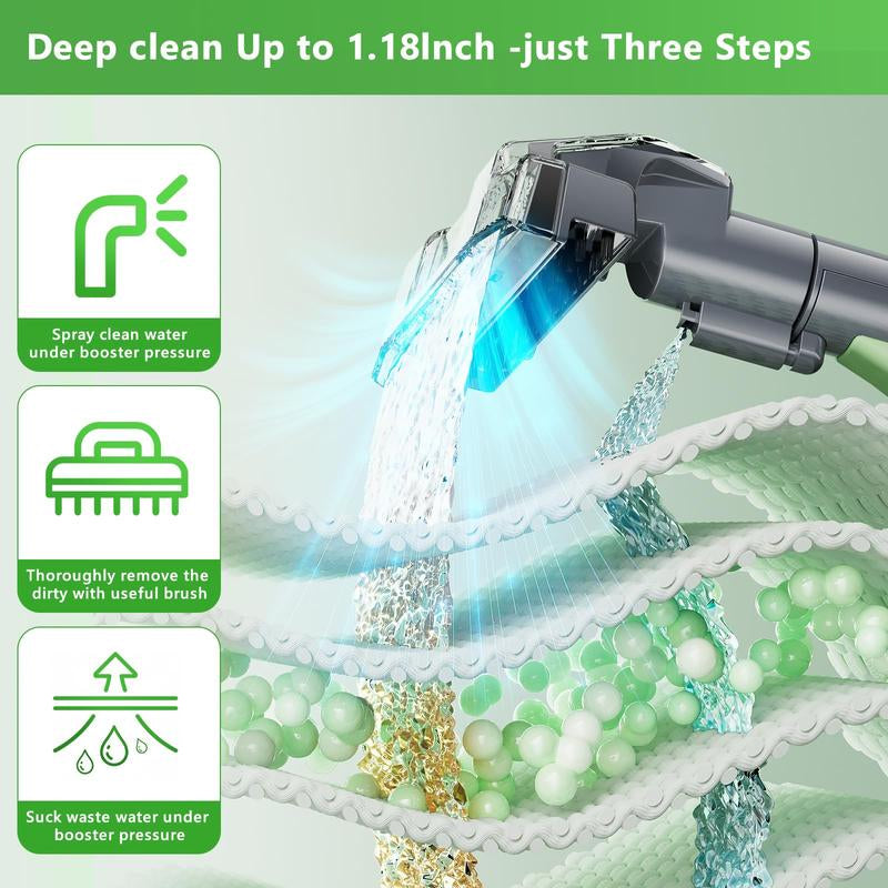 Portable Carpet and Upholstery Cleaner Machine with 18Kpa Suction Power, 500W Deep Cleaning Solution for Pet Stains on Sofas, Car Seats, and Furniture