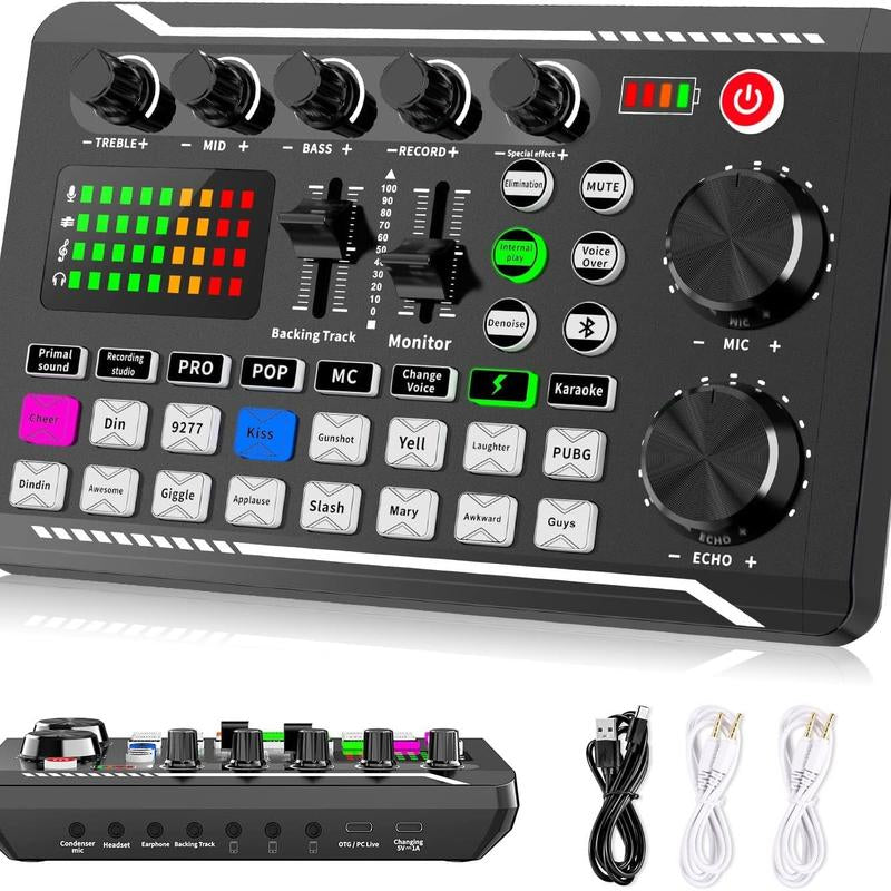 F998 Live Broadcast Device, Wireless Liveaudio Equipment,Microphone Music Soundcontrol Equipment,Audio Mixer with Soundconverter/Mixer, Microphone Set Suitablefor Computers, Phones, PC Audio Accessories Adjustable Waterproof Guitar Backpack