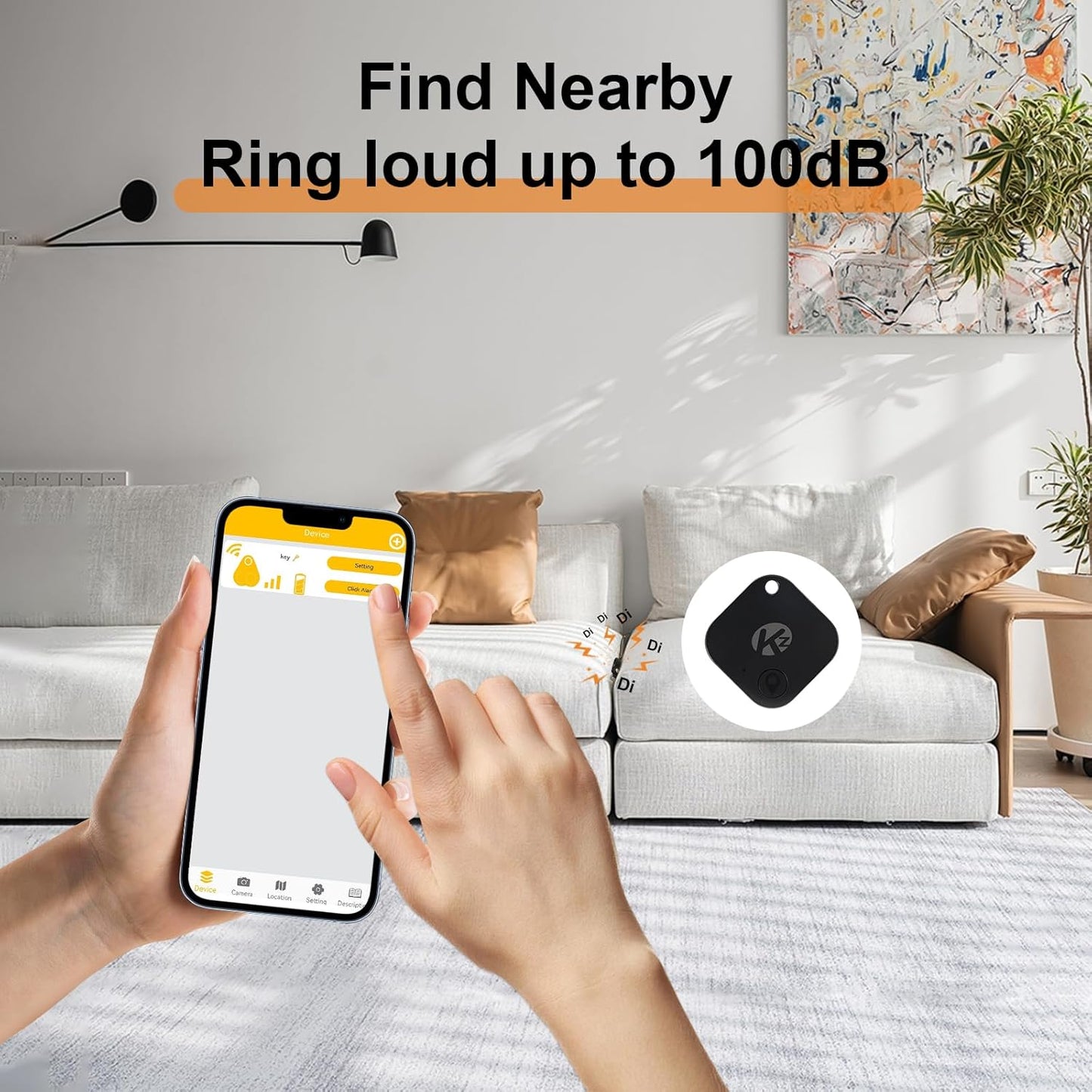 Bluetooth Air Tracker Tag - 2 Pack, Compatible with iOS and Android, Proximity Finder, Loud Alert, Replaceable Battery, Ideal for Keys, Backpacks, and Wallets, Black