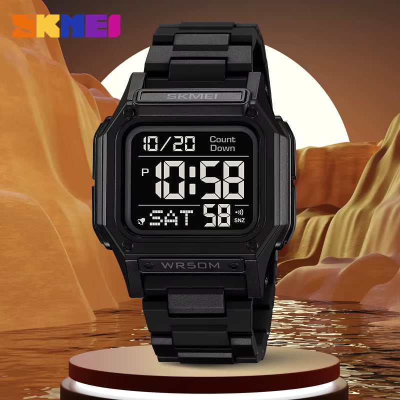 Waterproof Sport Watch for Man Countdown Stopwatch Digital Wristwatch 2Time Fashion Mens Clock