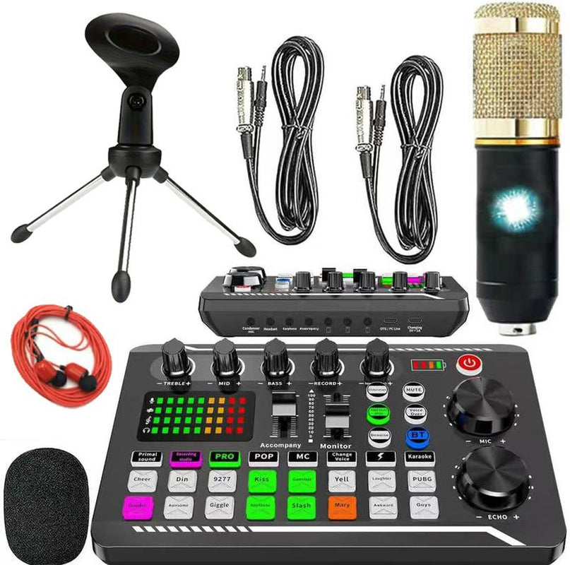 F998 Live Broadcast Device, Wireless Liveaudio Equipment,Microphone Music Soundcontrol Equipment,Audio Mixer with Soundconverter/Mixer, Microphone Set Suitablefor Computers, Phones, PC Audio Accessories Adjustable Waterproof Guitar Backpack