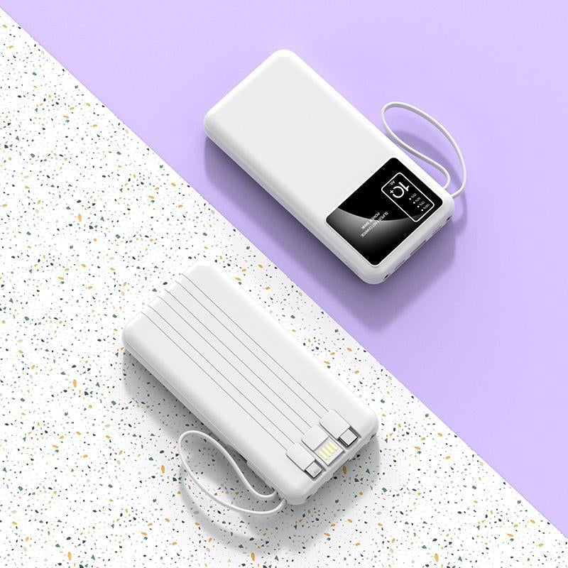 10,000mAh Portable Power Bank with Integrated Cables - USB Charger for iPhone 16/15/14/13 and Samsung Android Devices - Ideal Electronics Accessory and Gift for Men