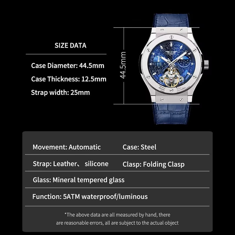 INDU Design Mens Watches To Brand Luxury Fashion Business Automatic Watch Men'S Waterroof Mechanical Watch Montre Homme