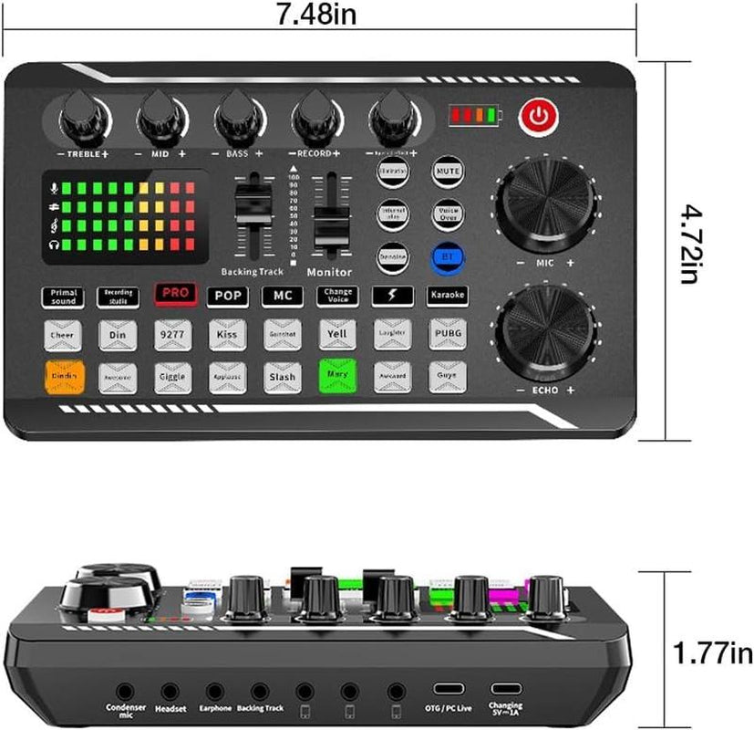 F998 Live Broadcast Device, Wireless Liveaudio Equipment,Microphone Music Soundcontrol Equipment,Audio Mixer with Soundconverter/Mixer, Microphone Set Suitablefor Computers, Phones, PC Audio Accessories Adjustable Waterproof Guitar Backpack