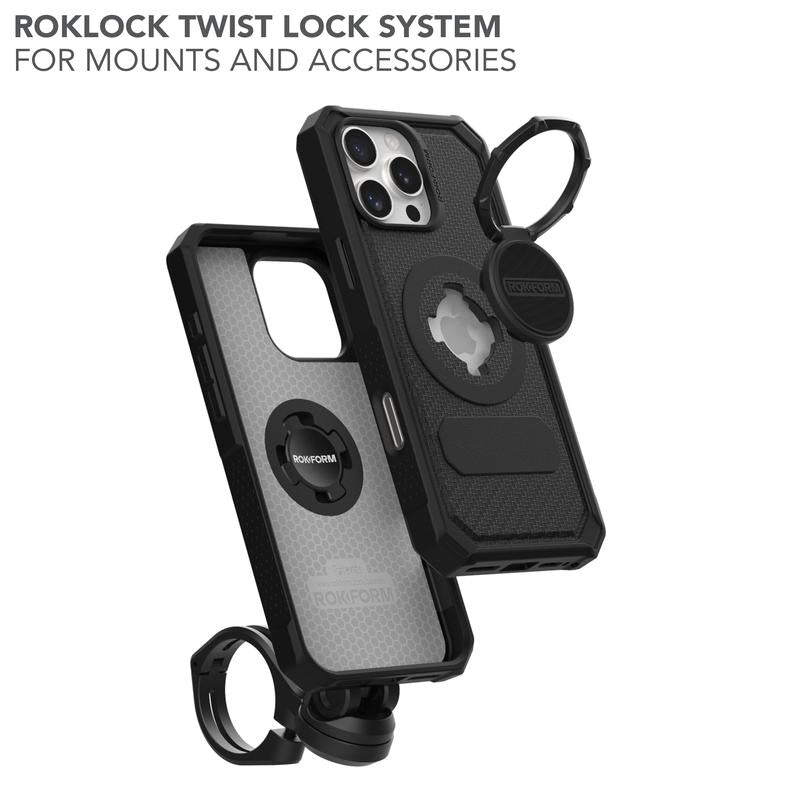 ROKFORM iPhone 16 Pro Max Rugged Case with Polycarbonate Shell, Textured Grips, Military-Grade Protection, RokLock Twist Lock Technology, and Enhanced Magnetic Mounting