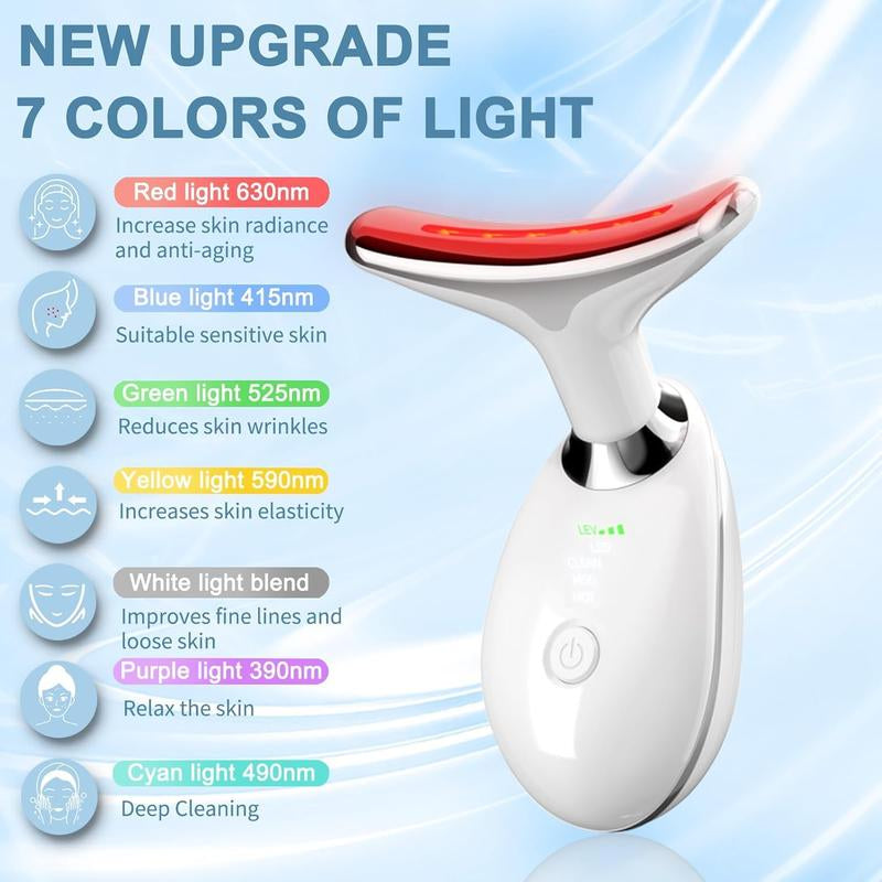 7-Color LED Electric Facial Massager - Advanced Beauty Device for Skin Care, Vibration Therapy for Double Chin and Face Sculpting, Ergonomic Handle for Comfort