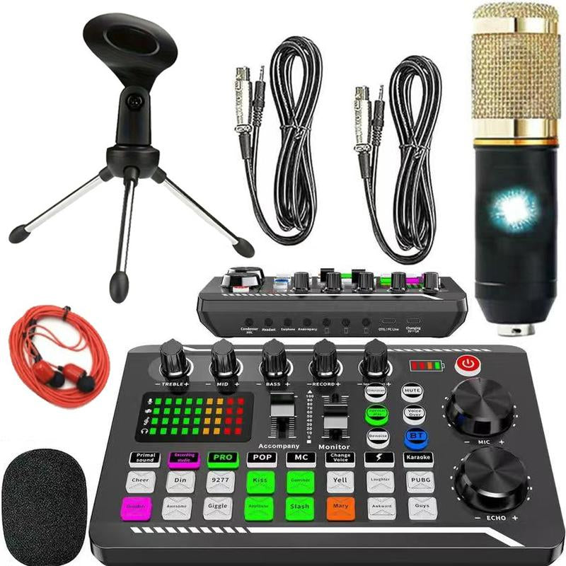 F998 Live Broadcast Device, Wireless Liveaudio Equipment,Microphone Music Soundcontrol Equipment,Audio Mixer with Soundconverter/Mixer, Microphone Set Suitablefor Computers, Phones, PC Audio Accessories Adjustable Waterproof Guitar Backpack