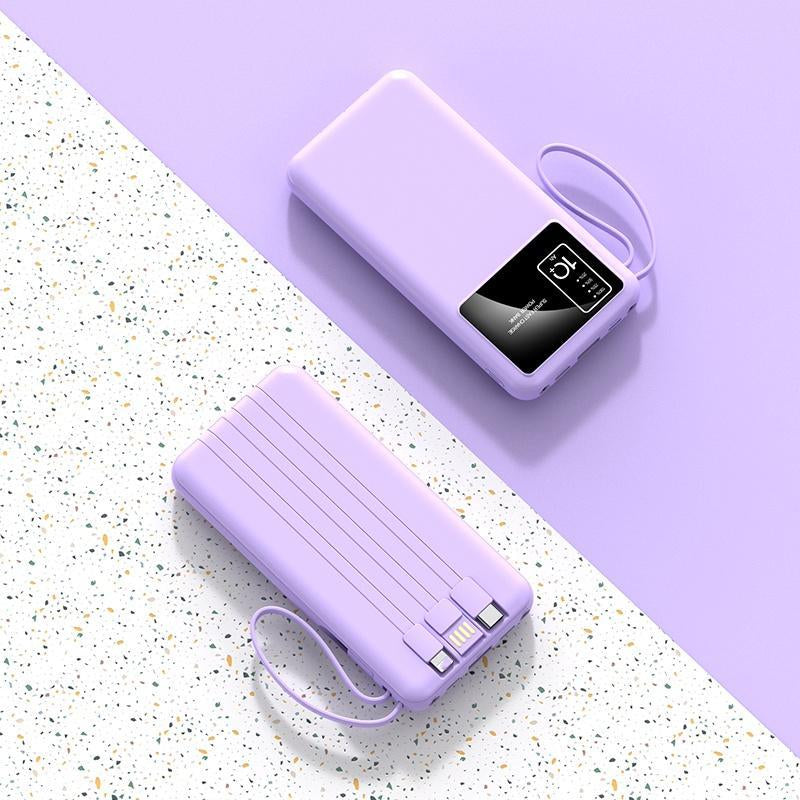 10,000mAh Portable Power Bank with Integrated Cables - USB Charger for iPhone 16/15/14/13 and Samsung Android Devices - Ideal Electronics Accessory and Gift for Men