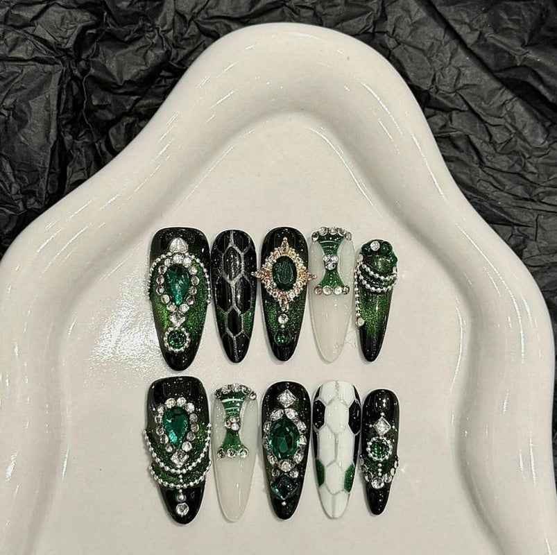 Gleam N Allure Press on Nails - Snake Inspired Stylish Design, Elegant Finish, Durable Finish, Perfect for Everyday Wear