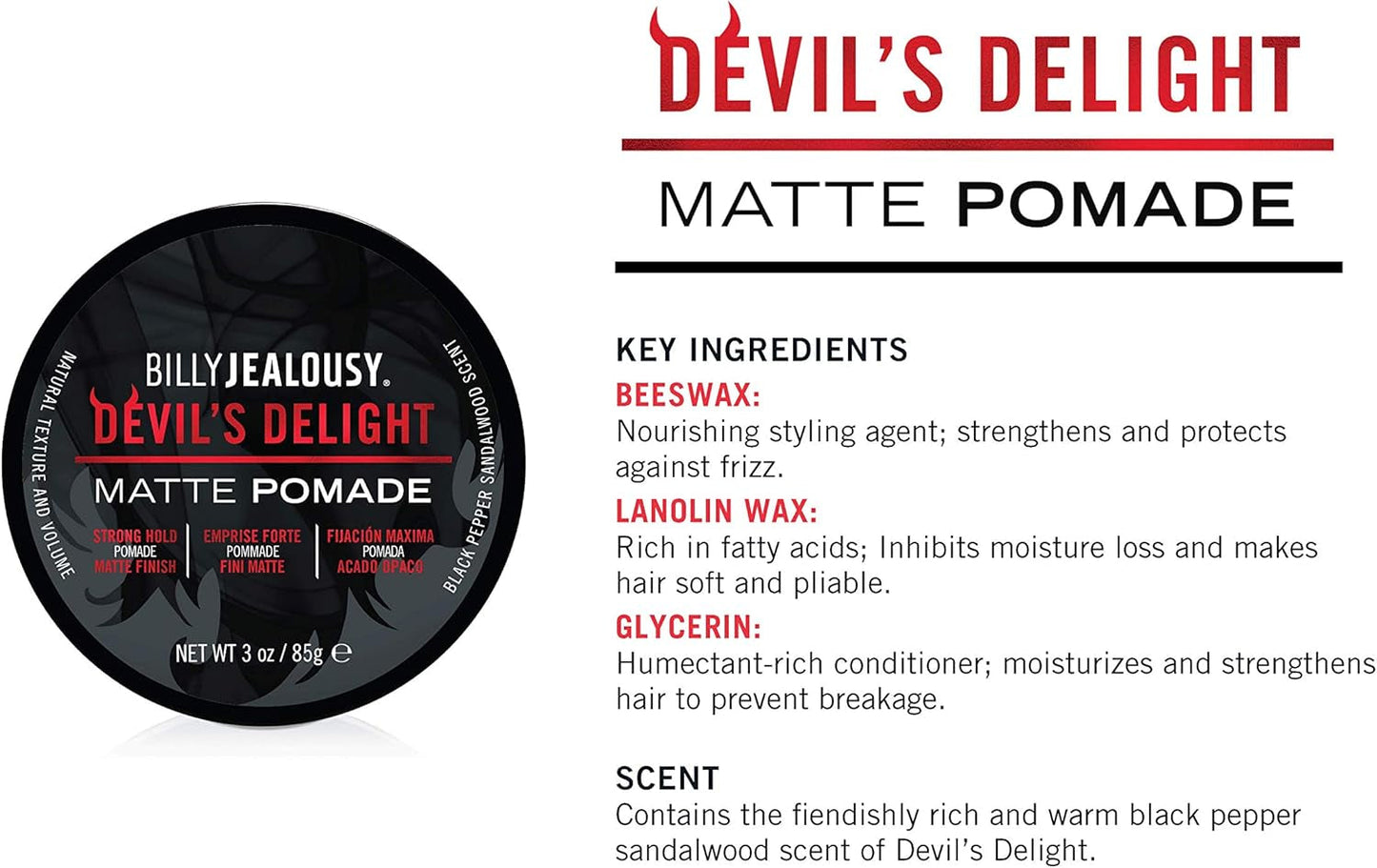 Devil'S Delight Matte Pomade (Strong Hold - Matte Finish)