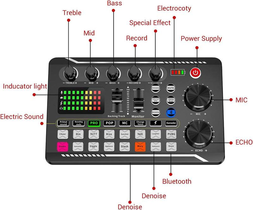 F998 Live Broadcast Device, Wireless Liveaudio Equipment,Microphone Music Soundcontrol Equipment,Audio Mixer with Soundconverter/Mixer, Microphone Set Suitablefor Computers, Phones, PC Audio Accessories Adjustable Waterproof Guitar Backpack