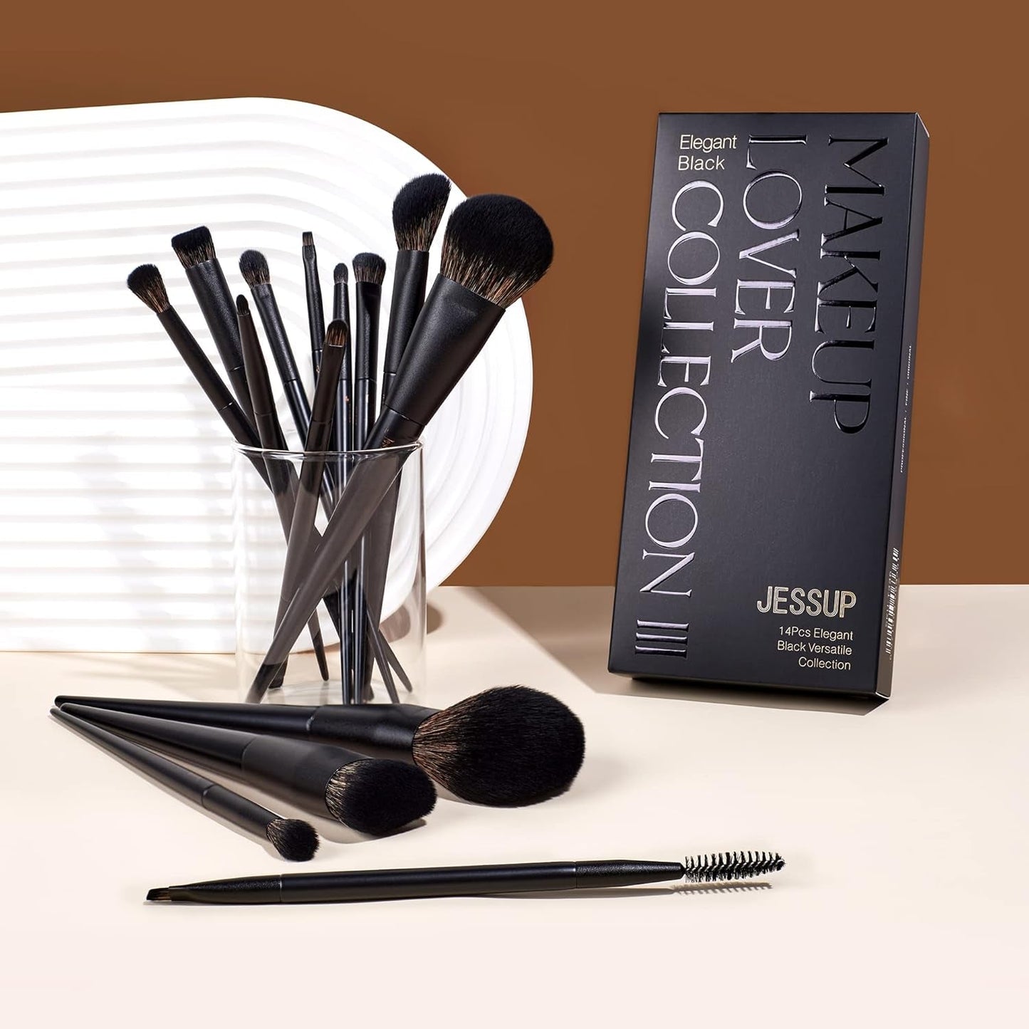 Makeup Brushes Set Make up Brushes 14Pcs Black Kabuki Foundation Eyeshadow Contour Concealer Powder Eyeliner Crease Eyebrow Blending Brush, T336