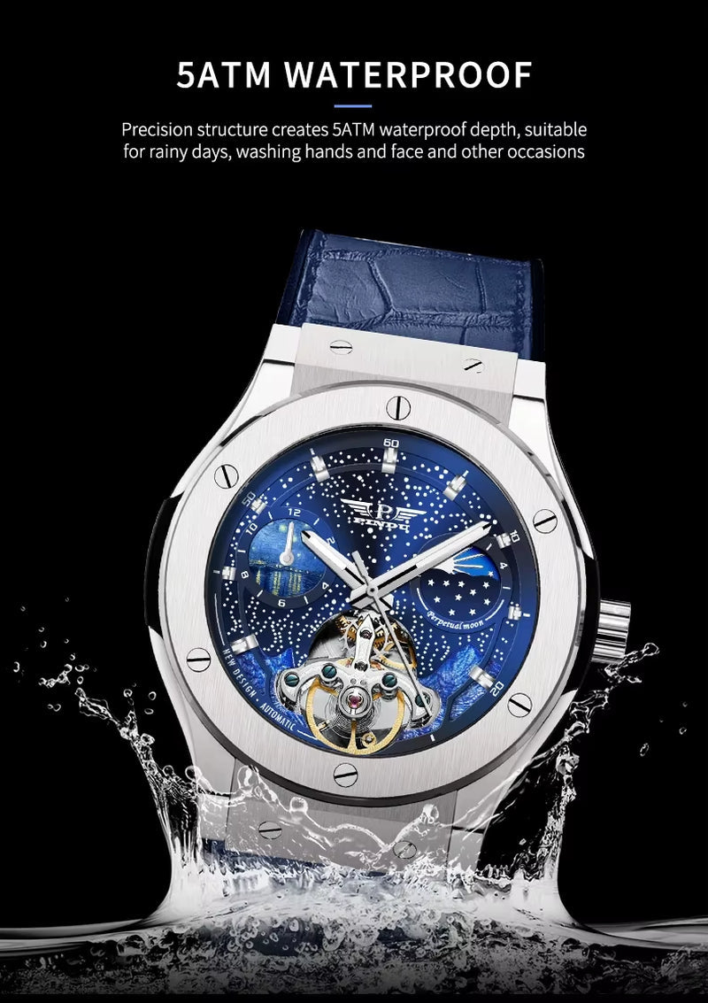 INDU Design Mens Watches To Brand Luxury Fashion Business Automatic Watch Men'S Waterroof Mechanical Watch Montre Homme