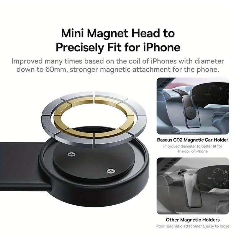 Professional Car Phone Holder with Adjustable Aluminum Arm and Magnetic Support for All Smartphones