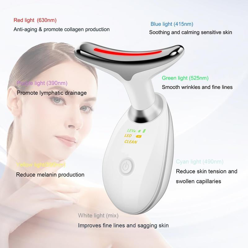 7-Color LED Electric Facial Massager - Advanced Beauty Device for Skin Care, Vibration Therapy for Double Chin and Face Sculpting, Ergonomic Handle for Comfort