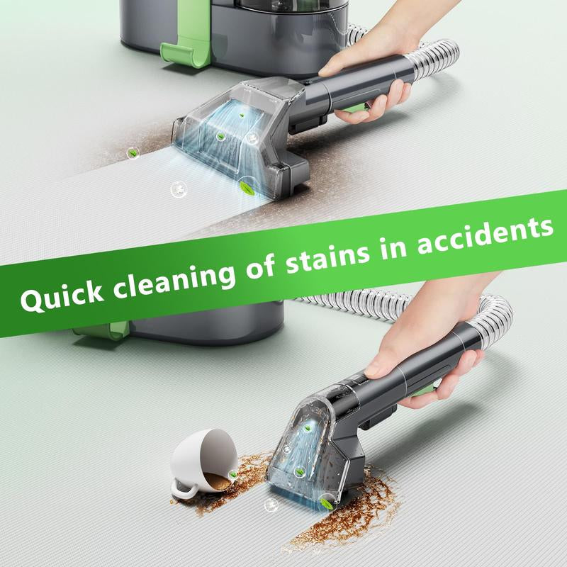 Portable Carpet and Upholstery Cleaner Machine with 18Kpa Suction Power, 500W Deep Cleaning Solution for Pet Stains on Sofas, Car Seats, and Furniture