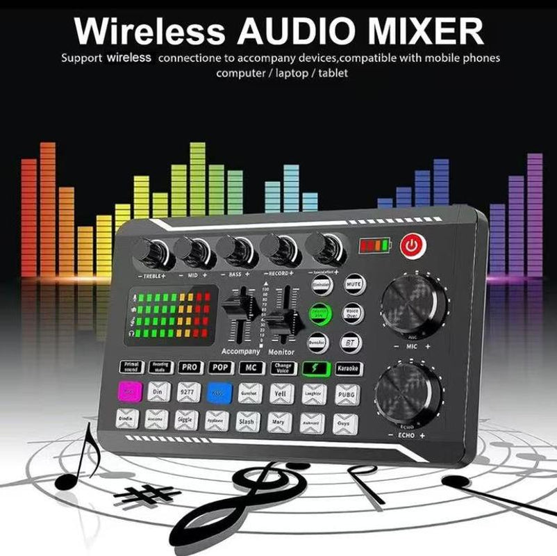 F998 Live Broadcast Device, Wireless Liveaudio Equipment,Microphone Music Soundcontrol Equipment,Audio Mixer with Soundconverter/Mixer, Microphone Set Suitablefor Computers, Phones, PC Audio Accessories Adjustable Waterproof Guitar Backpack