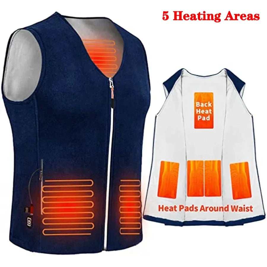 Luxury Women Heating Vest Jacket Winter Heated Vest USB Infrared Electric Heating Men Clothing Flexible Thermal Warm Mens Jacket