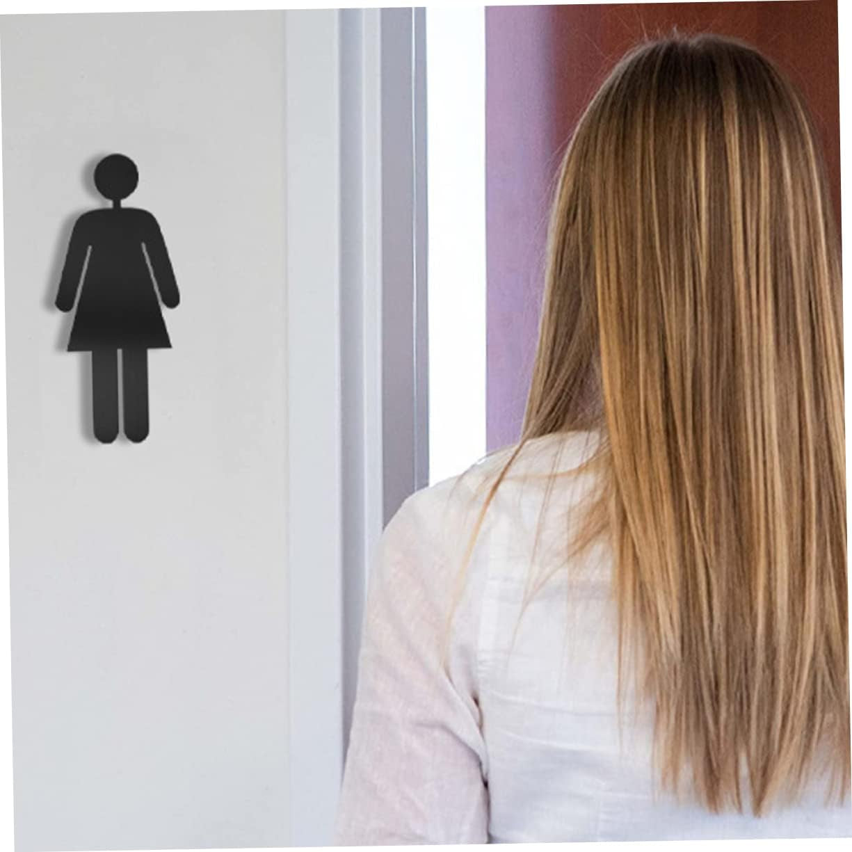 3 Pairs Restroom Signs Toilet Signs Restroom Decor Coffee Shop Decor Shopping Center Decor Hotel Decor Lavatory Signs Home Decor Take a Bath Set Nameplate Woman Accessories Silver