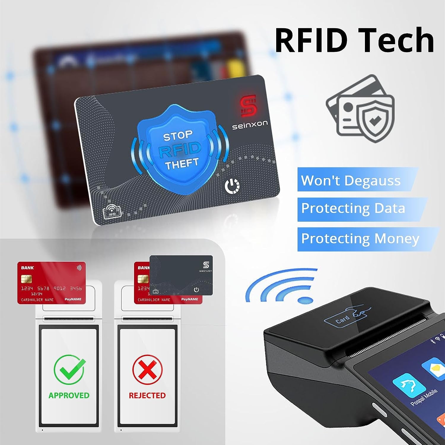 RFID Blocking Wallet Finder and Item Tracker with Rechargeable Clip, Compatible with Apple Find My App (iOS Only), Grey, IP68 Rating