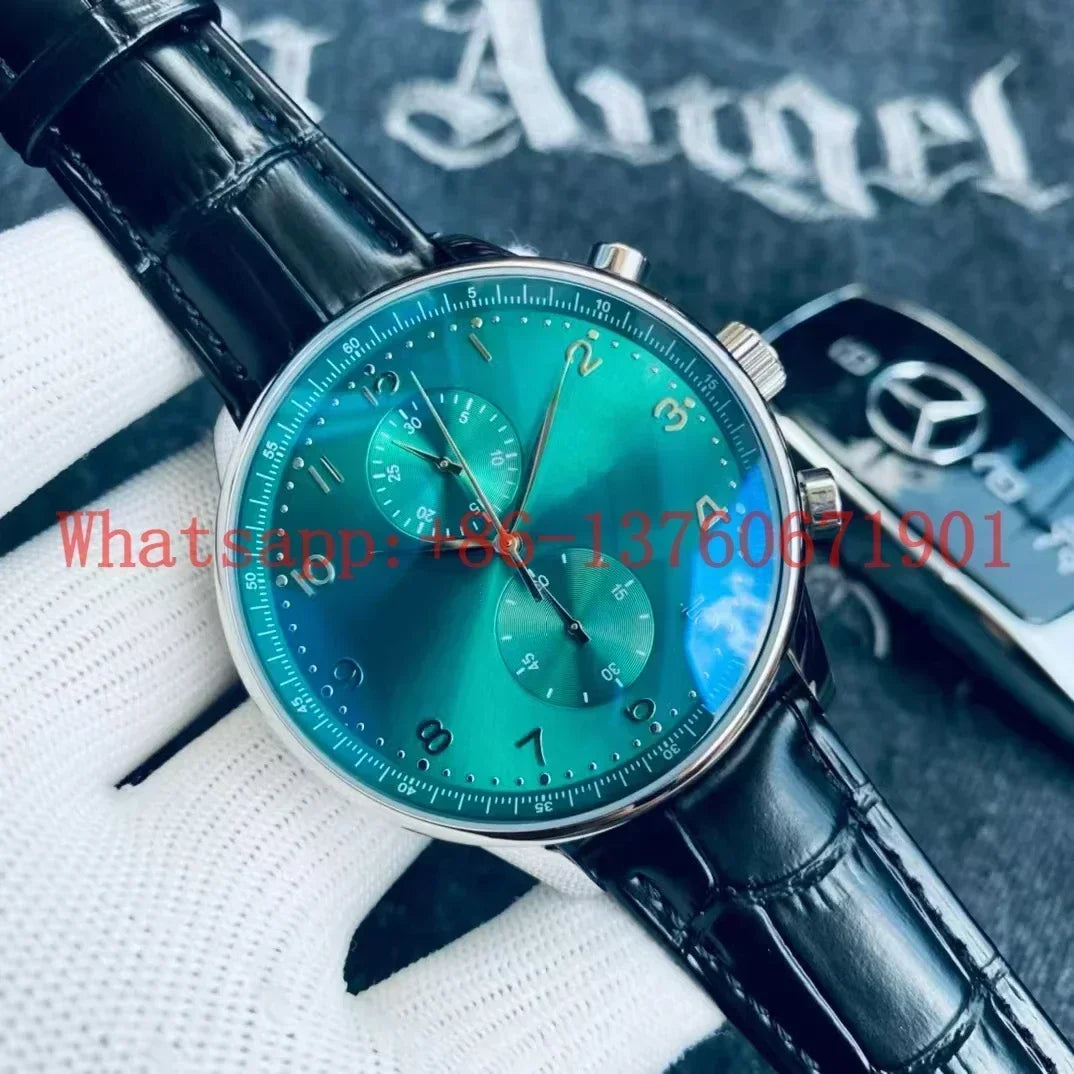 Top Quality New Automatic Watches Mens Mechanical Watch Stainless Steel Fashion Wristwatch Black Blue Green Leather