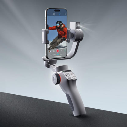 FUNSNAP C05 3-Axis Smartphone Gimbal Stabilizer with Magnetic Fill Light and 360° AI Tracking for iPhone 16/15/14/13 Pro Max and Samsung Galaxy S25U/S24U/S23/S22/Z Fold 6/Z Flip 5 - Ideal for Video Recording, Live Streaming, and Vlogging