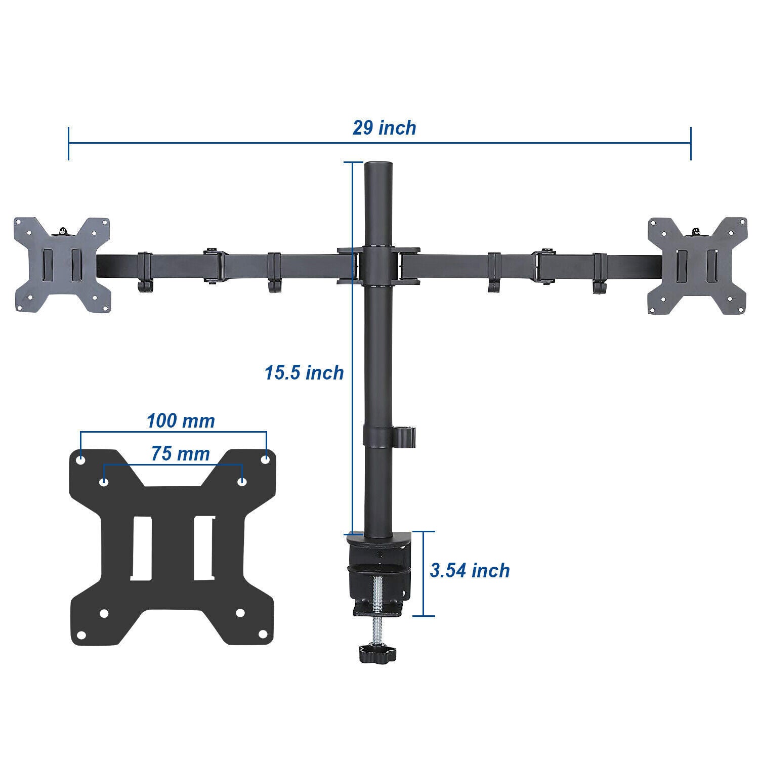 Monitor Stand Dual Arm Desk Mount LED TV Screen Holder Bracket up to 27''