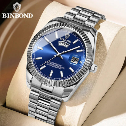 Mens Quartz Watch Top Brand Sports Quartz Mens Watches Stainless Steel Waterproof Date Week Wristwatch Men Relogio