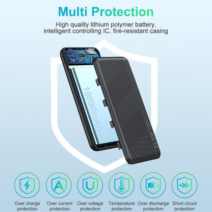 Portable 22.5W Fast Charging Power Bank with 10000mAh Capacity, Compatible with iPhone, Samsung Galaxy, and Huawei Smartphones - Ideal for Summer Use