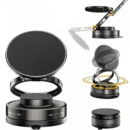 Adjustable 360° Magnetic Vacuum Phone Holder with Suction Cup for MagSafe - Versatile Portable Mount for Car, Makeup, Gym, and Mirror - Compatible with iPhone 11 and Newer Models