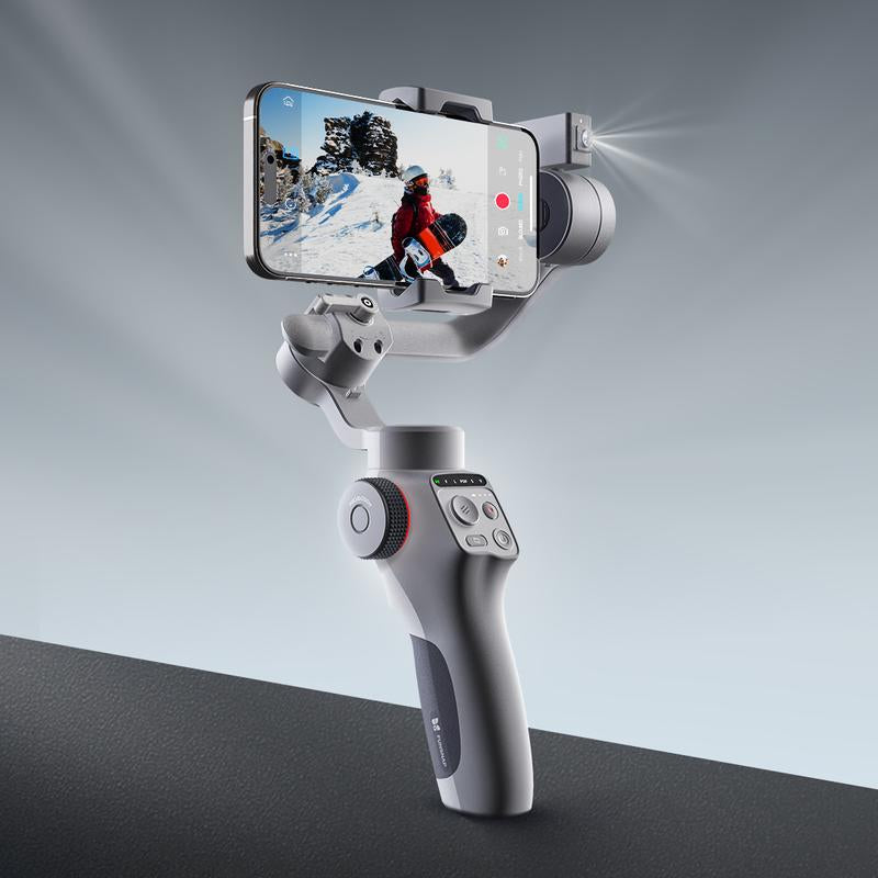 FUNSNAP C05 3-Axis Smartphone Gimbal Stabilizer with Magnetic Fill Light and 360° AI Tracking for iPhone 16/15/14/13 Pro Max and Samsung Galaxy S25U/S24U/S23/S22/Z Fold 6/Z Flip 5 - Ideal for Video Recording, Live Streaming, and Vlogging