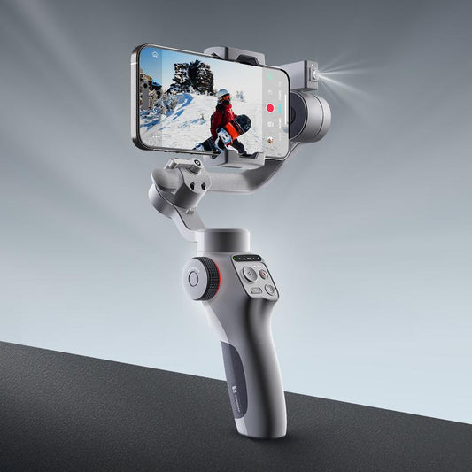 FUNSNAP C05 3-Axis Smartphone Gimbal Stabilizer with Magnetic Fill Light and 360° AI Tracking for iPhone 16/15/14/13 Pro Max and Samsung Galaxy S25U/S24U/S23/S22/Z Fold 6/Z Flip 5 - Ideal for Video Recording, Live Streaming, and Vlogging