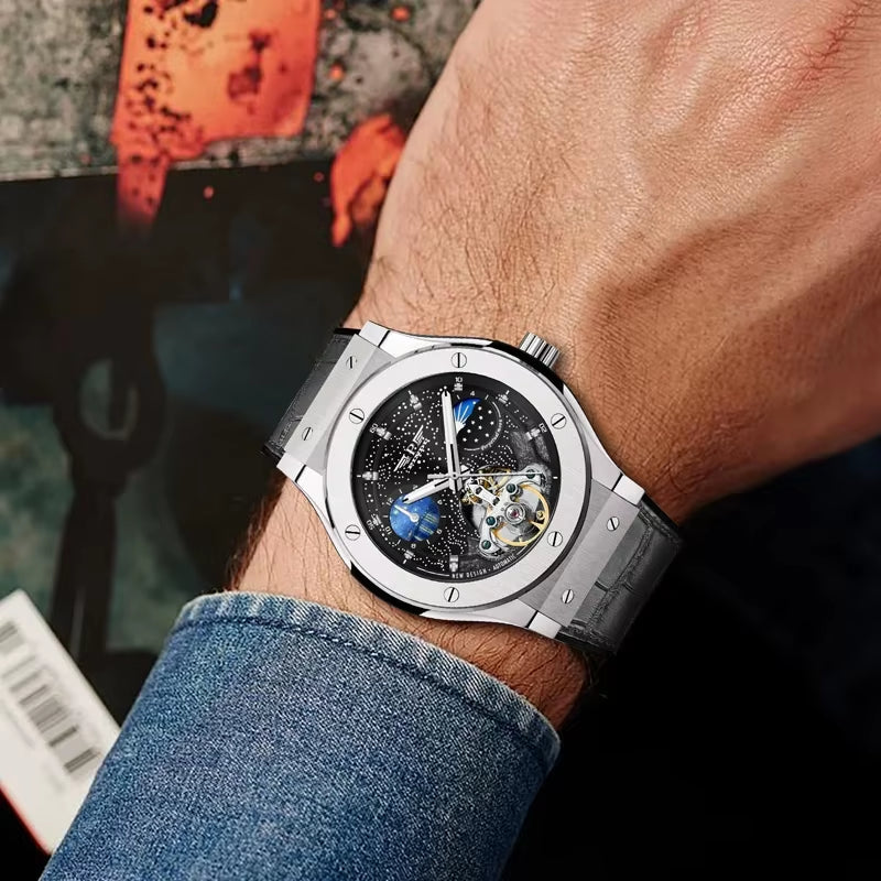 INDU Design Mens Watches To Brand Luxury Fashion Business Automatic Watch Men'S Waterroof Mechanical Watch Montre Homme