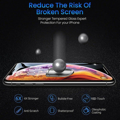 Tempered Glass Screen Protector for Apple iPhone 6, 7, 8 Plus, 11, 12, and 13 Pro Max - Pack of 2