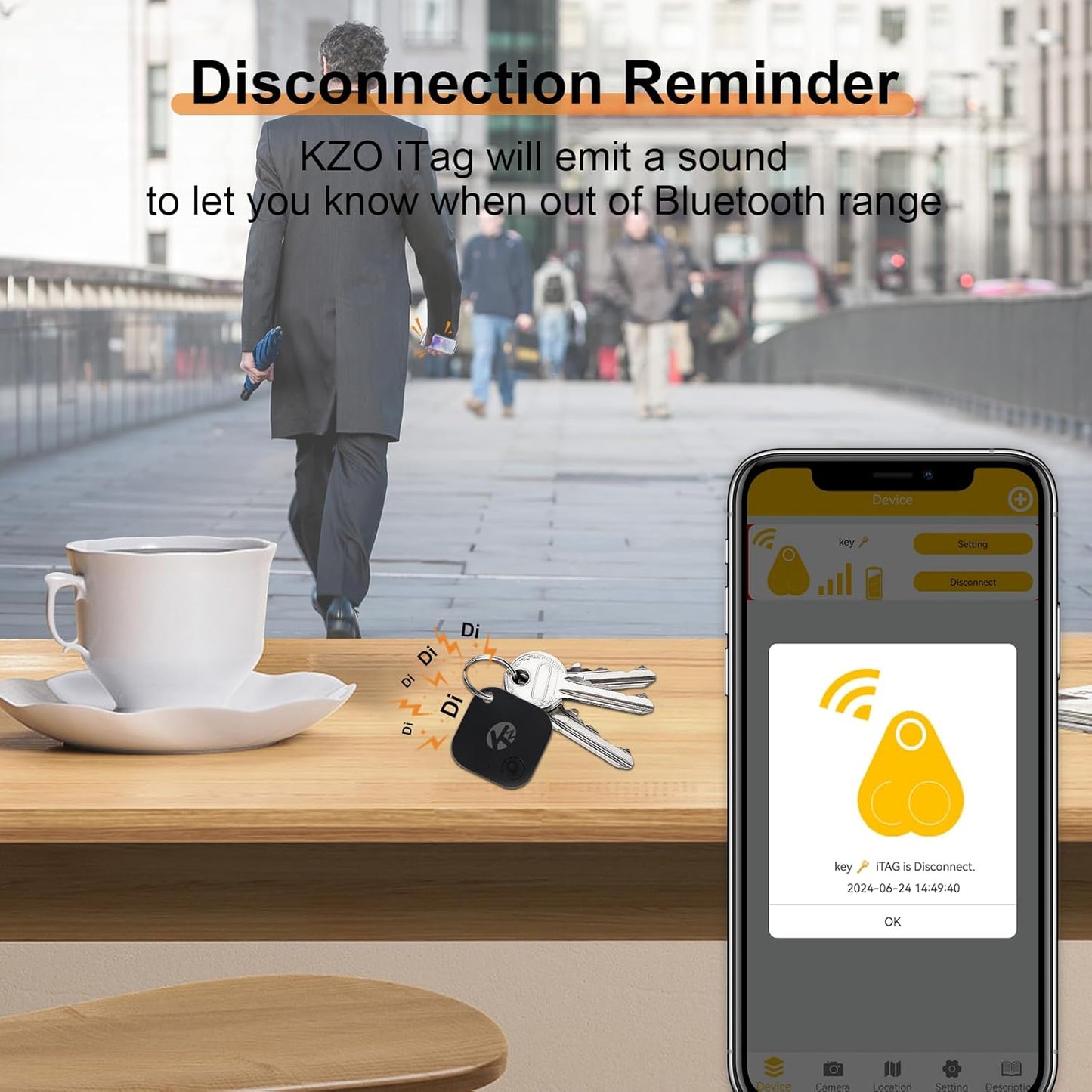 Bluetooth Air Tracker Tag - 2 Pack, Compatible with iOS and Android, Proximity Finder, Loud Alert, Replaceable Battery, Ideal for Keys, Backpacks, and Wallets, Black